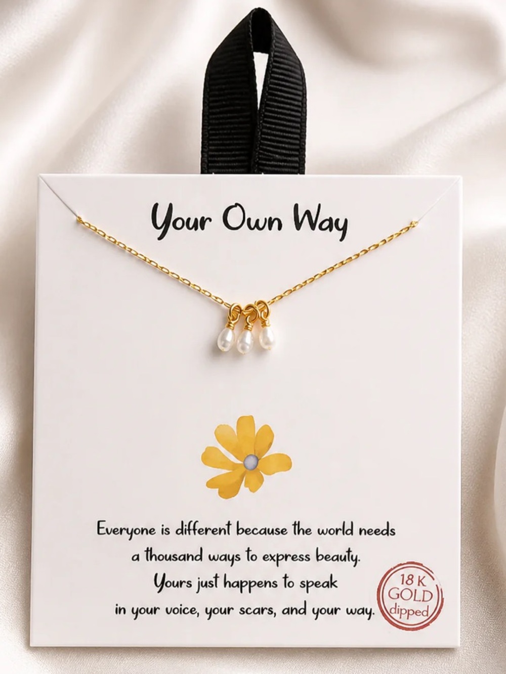 Your Own Way Gold Pearl Drop Necklace